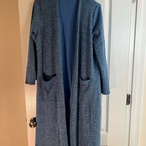 LuLaRoe Long Open-Front Coatigan in Heather Blue